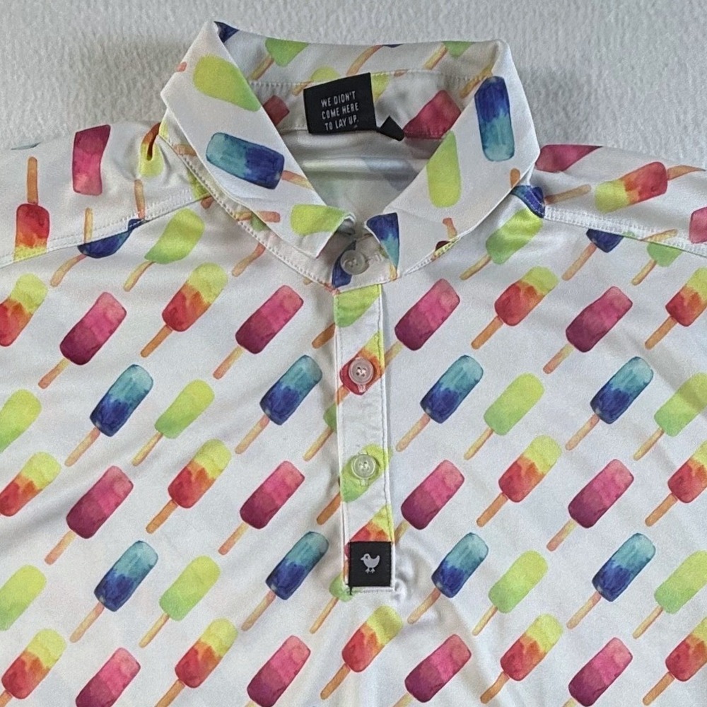 Bad Birdie Golf Polo Mens Large Popsicle Print Short Sleeve Multicolor
